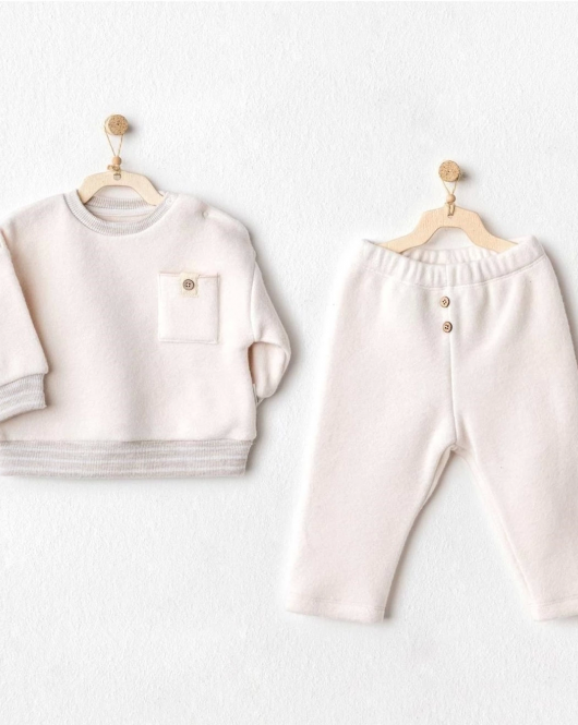 Andywawa AC25158 Soft 2'Li Bebe Takım Ekru