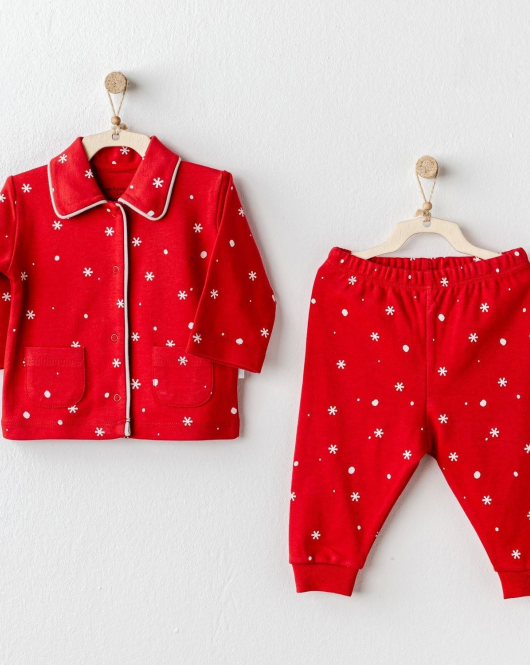 Andywawa AC25329 Happy Newyear Bebek Pijama Takım Red