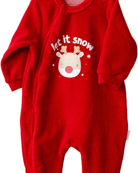 Andywawa AC25332 Happy Newyear Kadife Bebek Tulum Red