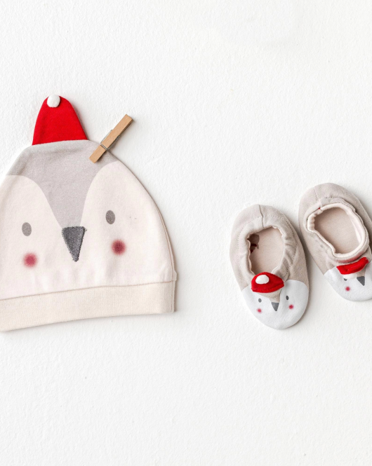 Andywawa AC25348 Penguin Bebek Şapka Takım Ekru