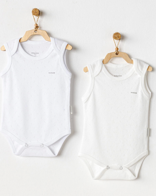 Andywawa Ac25553 Sleeveles Jacquard 2'li Basic Body Ecru White