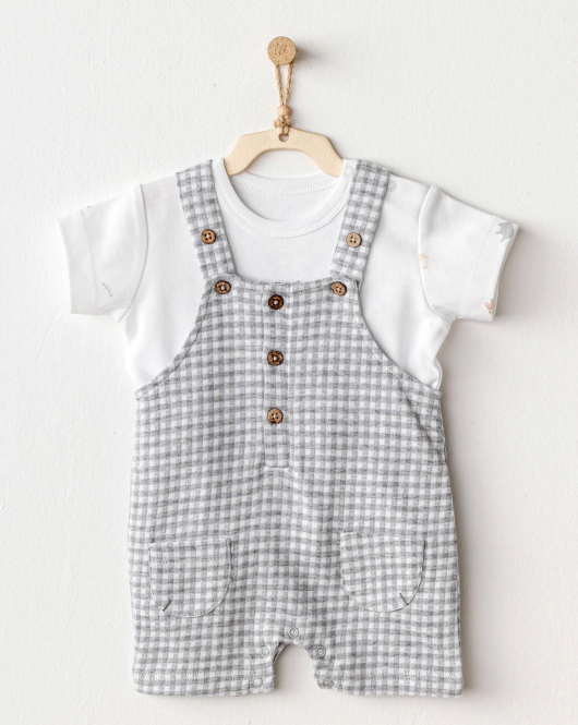 Andywawa Ac25804 Jumpsuit Set Little King Salopet Takım Grey