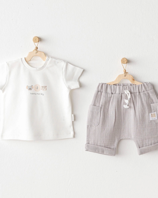 Andywawa Ac25847 Happy Animals 2'li Bebek Takım Grey