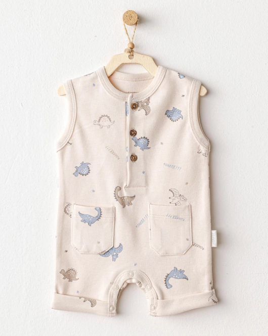 Andywawa Ac25913 Romper Dino Bebek Tulum Beige