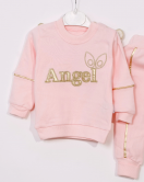 Angel Kanat Detaylı % 100 Pamuk Kız Bebek Takımı