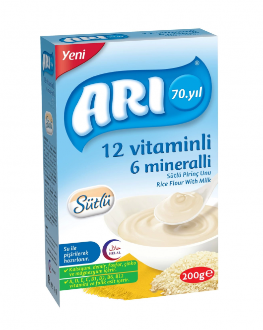 Arı 12 Vitaminli 6 Mineralli Sütlü Pirinç Unu 200 Gr