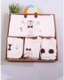 Ayıcık Desenli 10 Parça Kutulu %100 Pamuk Erkek Bebek Hastane Çıkışı