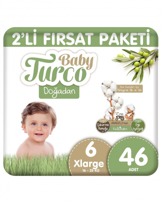 Baby Turco Doğadan Bebek Bezi 2'li Fırsat Paketi No:6 46 Adet