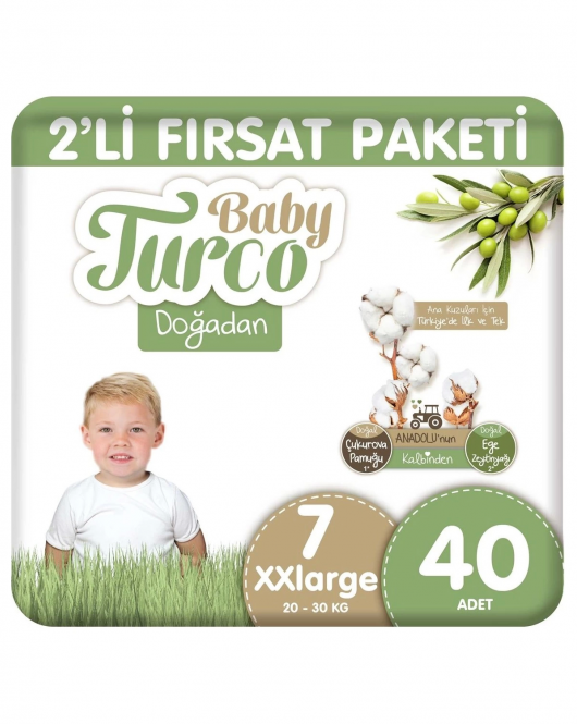 Baby Turco Doğadan Bebek Bezi 2'li Fırsat Paketi No:7 40 Adet