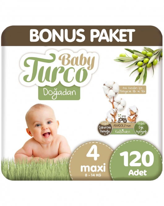 Baby Turco Doğadan Bebek Bezi Bonus Paket No:4 120 Adet