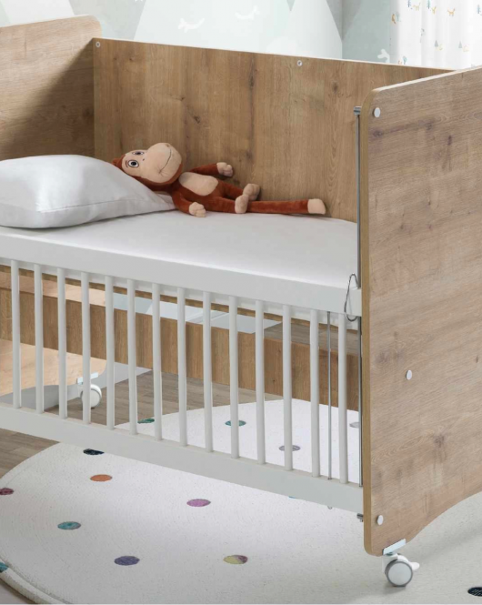 Babywhen Pratik Sallanır Tekerlekli Anne Yanı Beşik 60x120 Ahşap