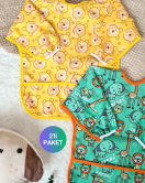 Bear Ve Safari Desenli 2'li Paket Sıvı Geçirmez Unisex Aktivite Ve Mama Önlüğü 6-24 Ay