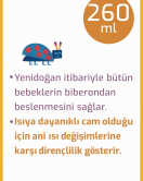 Bebedor Geniş Ağızlı Isıya Dayanıklı Cam Biberon 260ml 51301