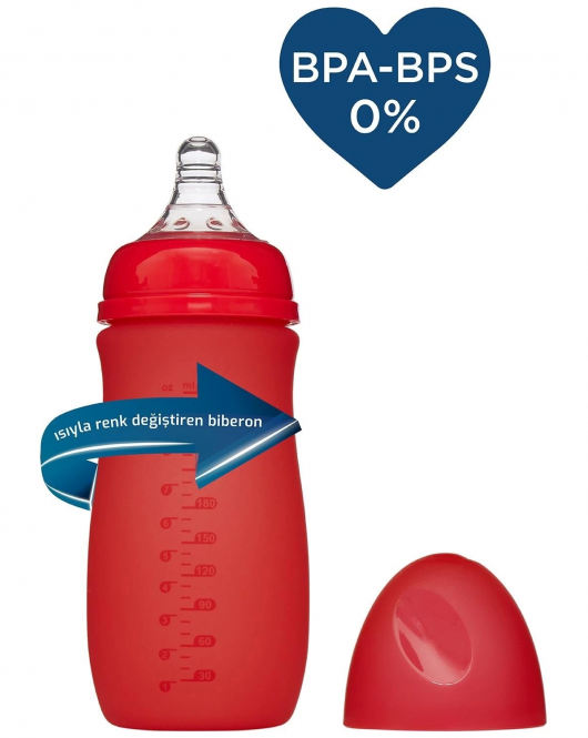 Bebedor Isıyla Renk Değiştiren Cam Biberon 260ml 52302
