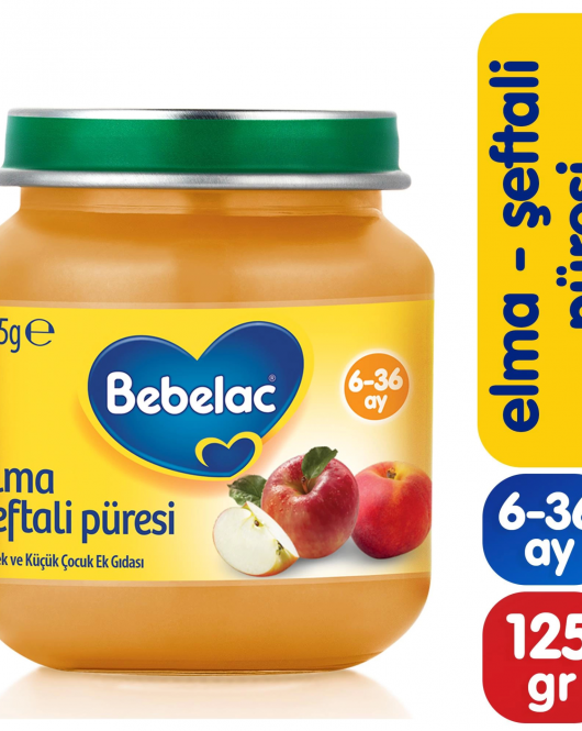 Bebelac Elma Şeftali Püresi Kavanoz Maması 125 Gr
