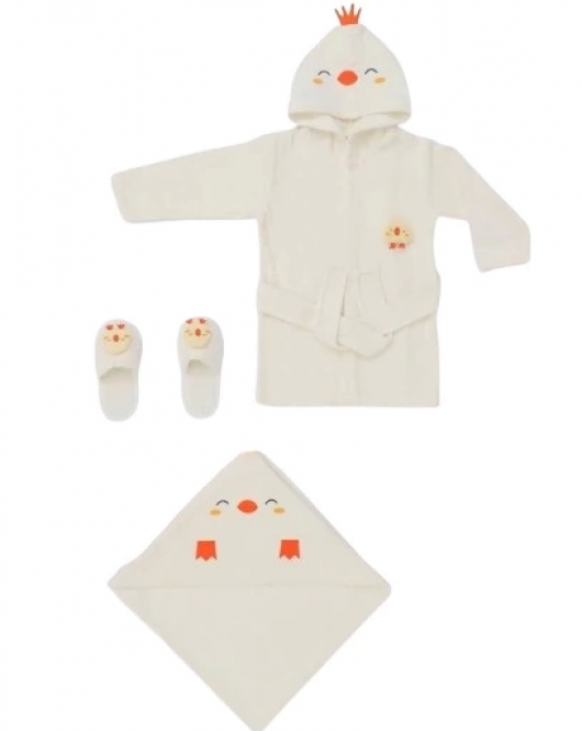 Bebitof Baby Civcivli Bornoz Seti 30038 Ekru