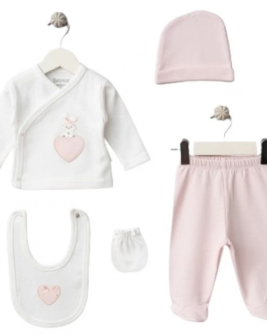Bebitof Kalpli Tavşan 5'Li Zıbın Set 20091 Pembe