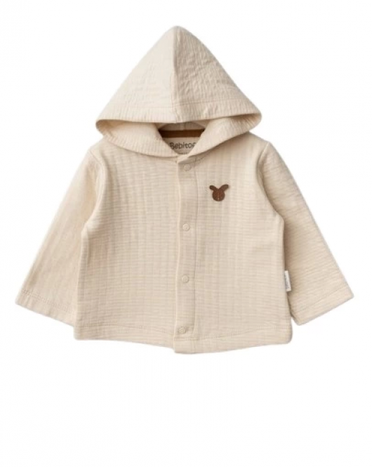 Bebitof Kapüşonlu Bebek Hırka 80153 Açık Bej