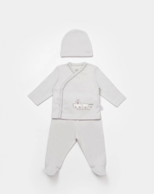 Bibaby Bimini Canvas Trains Boy 3'lü Set 73349 Grey