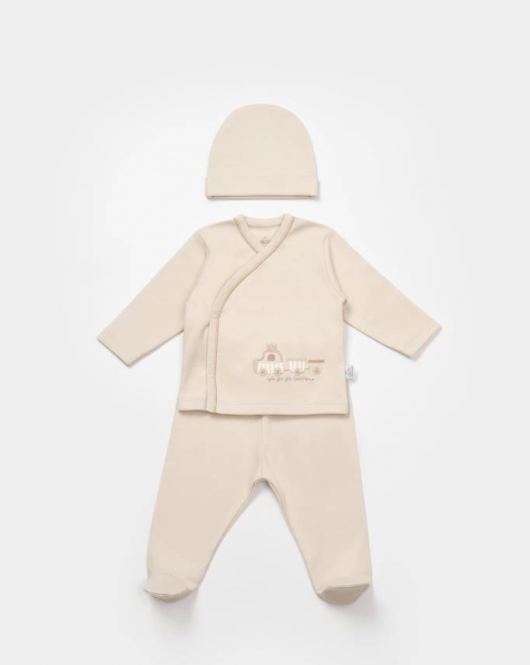 Bibaby Bimini Canvas Trains Boy 3'lü Set 73349 Latte