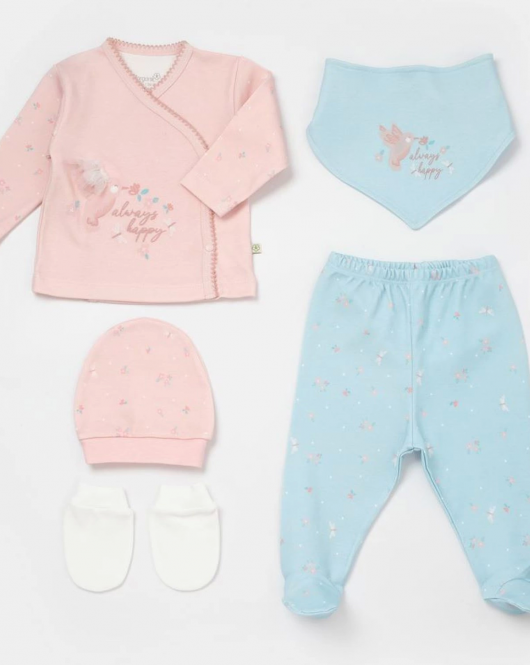 Bibaby Biorganic Always Happy 5'Li Hastane Çıkış Seti 62343 Gül Kurusu Mint