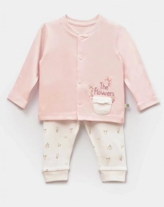 Bibaby Biorganic The Flowers Pijama Takımı 59764 Ekru Pembe
