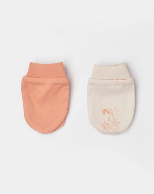 Bibaby Biorganic Hello Safari 2'Li Bebek Eldiven 72224 Ekru Kiremit