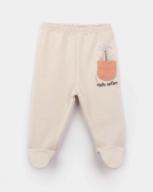 Bibaby Biorganic Hello Safari Bebek Patikli Pantolon 57904 Ekru Kiremit