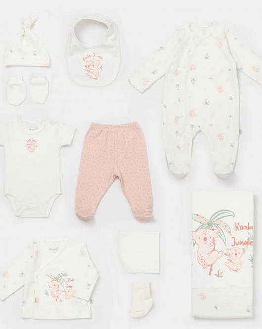 Bibaby Biorganic Koala Jungle 10'lu Hastane Çıkış Seti 63226 Pembe