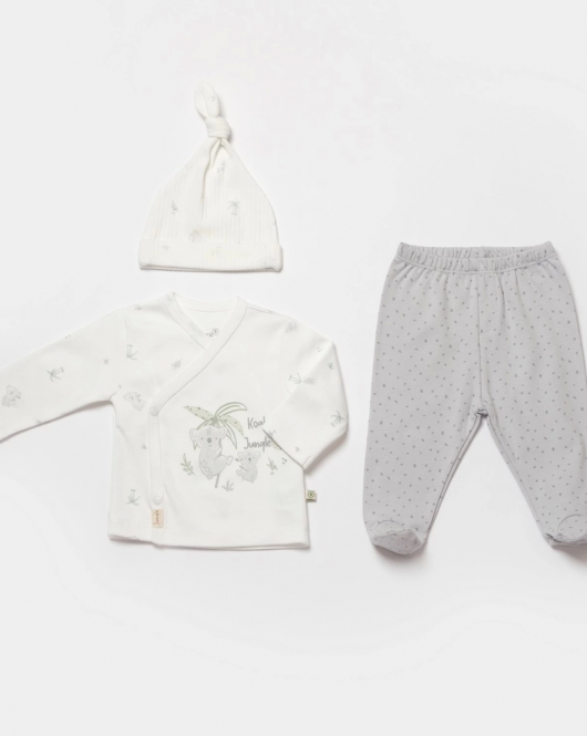 Bibaby Biorganic Koala Jungle 3'Lü Bebek Takım 73315 Gri
