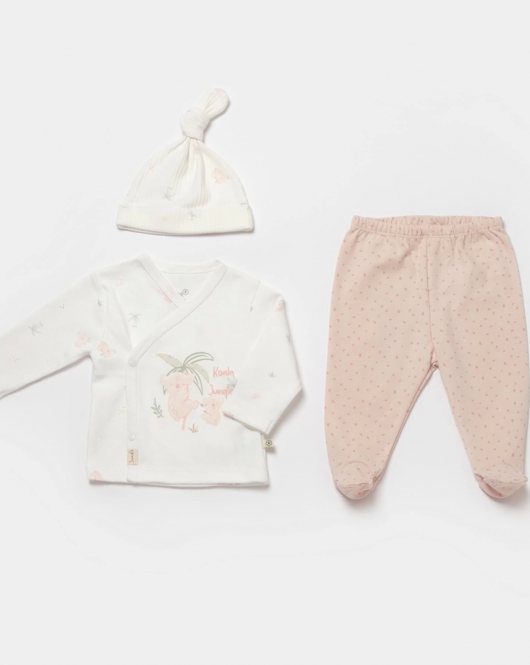 Bibaby Biorganic Koala Jungle 3'Lü Bebek Takım 73315 Pembe