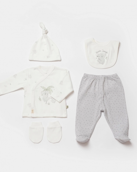 Bibaby Biorganic Koala Jungle 5'Li Hastane Çıkış Seti 62325 Gri