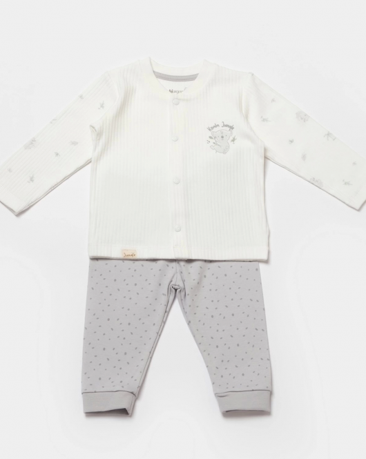 Bibaby Biorganic Koala Jungle Bebek Pijama Takımı 59777 Gri