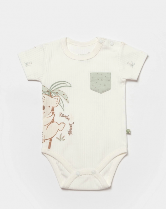 Bibaby Biorganic Koala Jungle Kısa Kol Bebek Body 56968 Mint