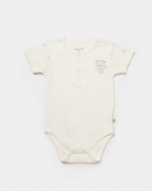Bibaby Biorganic Koala Jungle Kısa Kol Bebek Body 56972 Gri