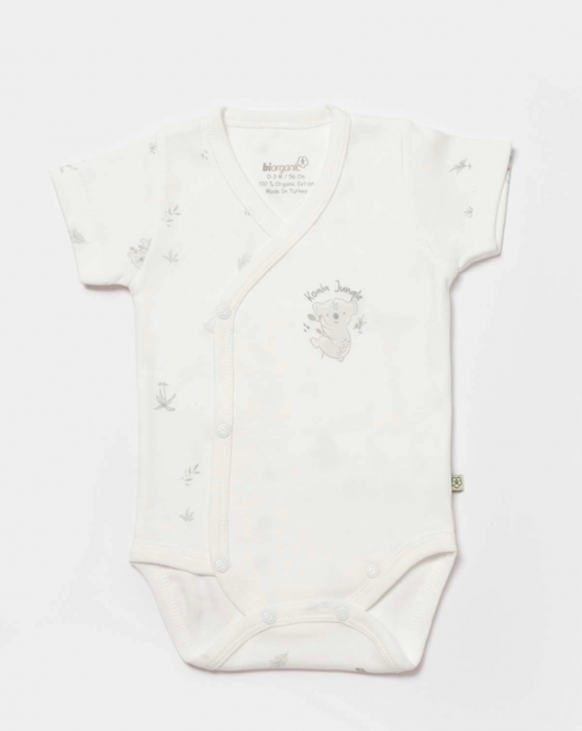 Bibaby Biorganic Koala Jungle Kısa Kol Kruvaze Body 56970 Gri