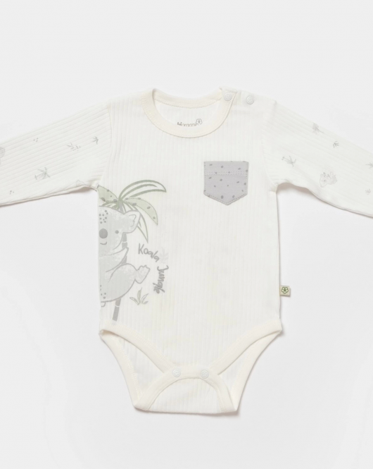 Bibaby Biorganic Koala Jungle Uzun Kol Bebek Body 56969 Gri