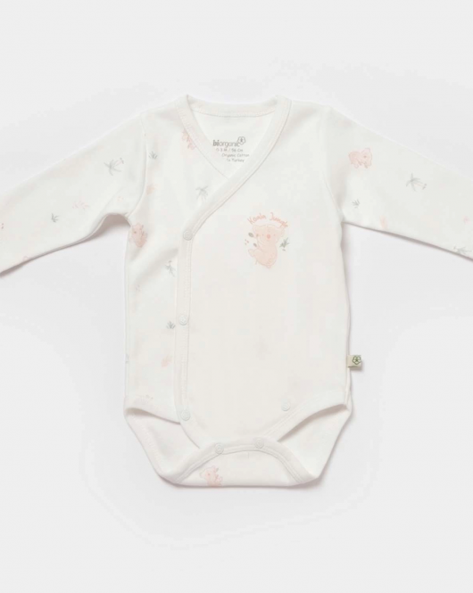 Bibaby Biorganic Koala Jungle Uzun Kol Kruvaze Body 56971 Pembe