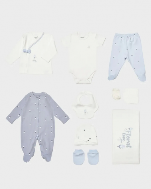 Bibaby Biorganic Love Floral 10 Parça Hastane Çıkış Seti 63243 Ekru Lila