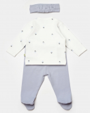 Bibaby Biorganic Love Floral 3 Parça Zıbın Seti 73346 Ekru Lila