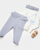 Bibaby Biorganic Love Floral 3 Parça Zıbın Seti 73346 Ekru Lila