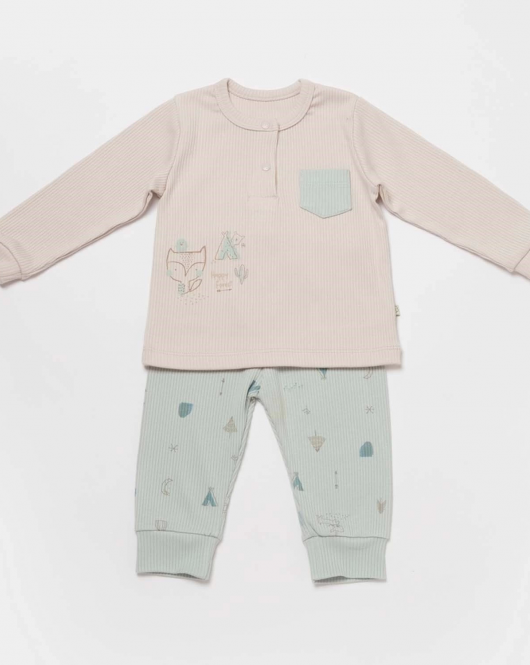 Bibaby Biorganic Modal Happy Forest 2'Li Takım 59781 Bej-Mint