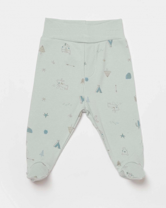 Bibaby Biorganic Modal Happy Forest Patikli Pantolon 57891 Bej-Mint