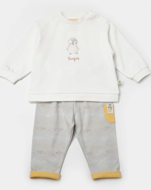 Bibaby Biorganic Penguin Club 2'li Bebek Takım 59809 Ekru Gri