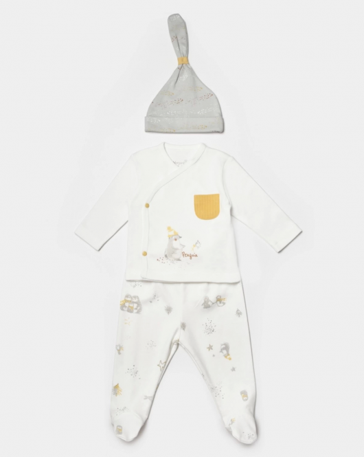 Bibaby Biorganic Penguin Club 3'lü Bebek Set 73336 Ekru Gri