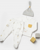 Bibaby Biorganic Penguin Club 3'lü Bebek Set 73336 Ekru Gri