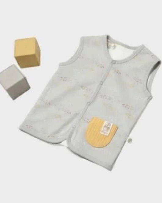 Bibaby Biorganic Penguin Club Yelek 61511 Ekru Gri