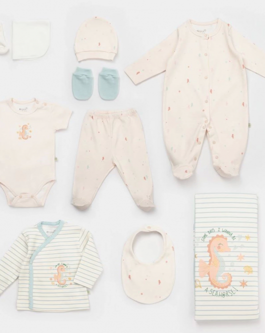 Bibaby Biorganic Save The Seahorse 10'Lu Hastane Çıkış Seti 63233 Bej-Mint