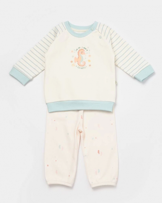 Bibaby Biorganic Save The Seahorse 2'Li Bebek Takım 59797 Bej-Mint