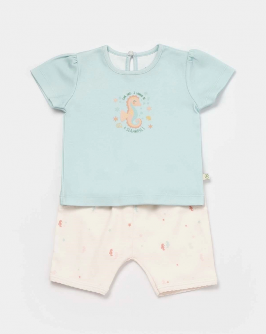 Bibaby Biorganic Save The Seahorse 2'Li Bebek Takım 59798 Bej-Mint